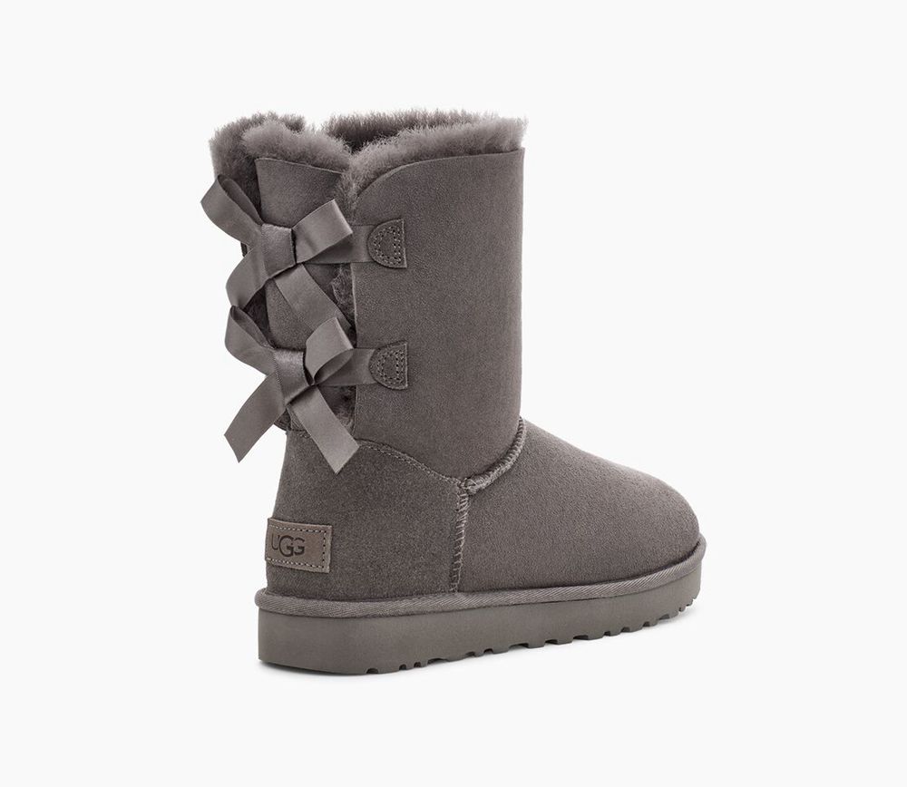 Ugg Short Boot Womens - Ugg Bailey Bow Ii Grey - 309OHVSEU